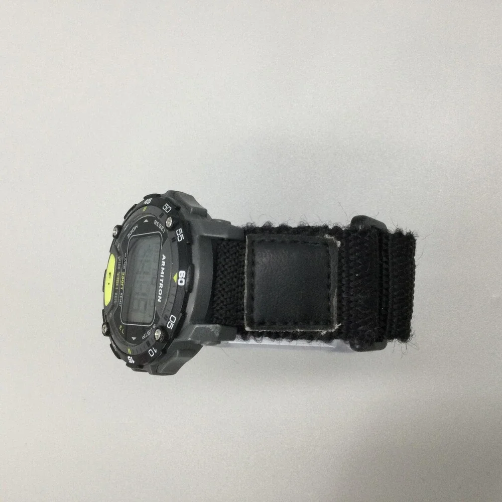 Armitron Pro Sport Mens Watch 43mm Digital Black Nylon Alarm Chrono Backlight